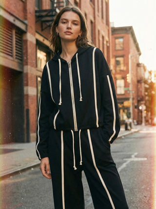 The Milano Contrast-Stripe Sweatshirt - Black