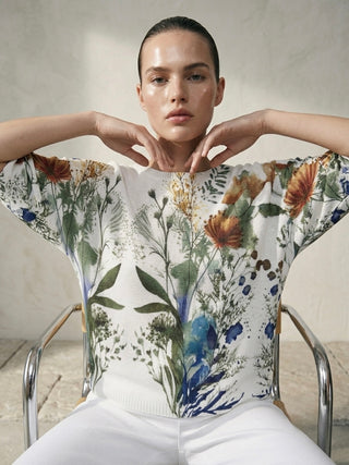 Draped Art Top- Wildflower Print