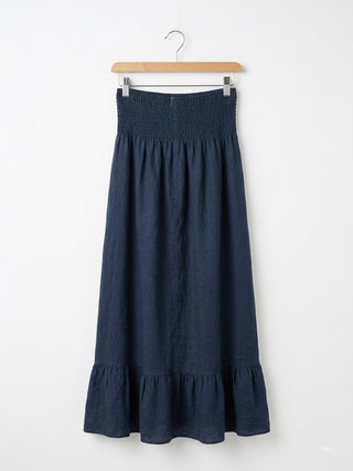 PREMIUM ITALIAN LINEN MIDXI DRESS- INK BLUE