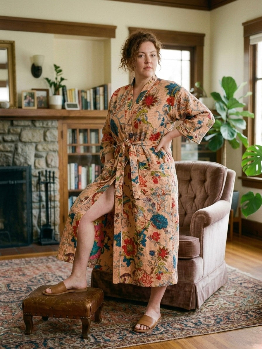 Desert Bloom Waffle Cotton Robe
