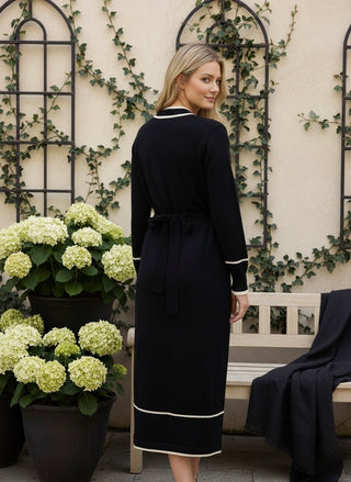 The Parisian Chic Knit Cardigan Maxi Dress