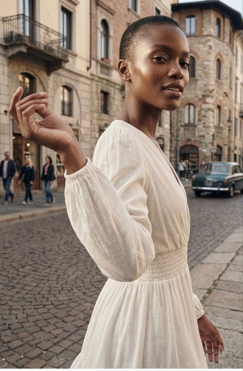 Silk-Blend Smocked Waist Mini Dress