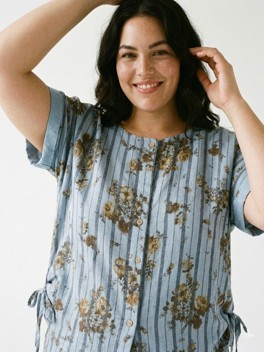 L’ESTATE PRINTED TOP WITH TIES