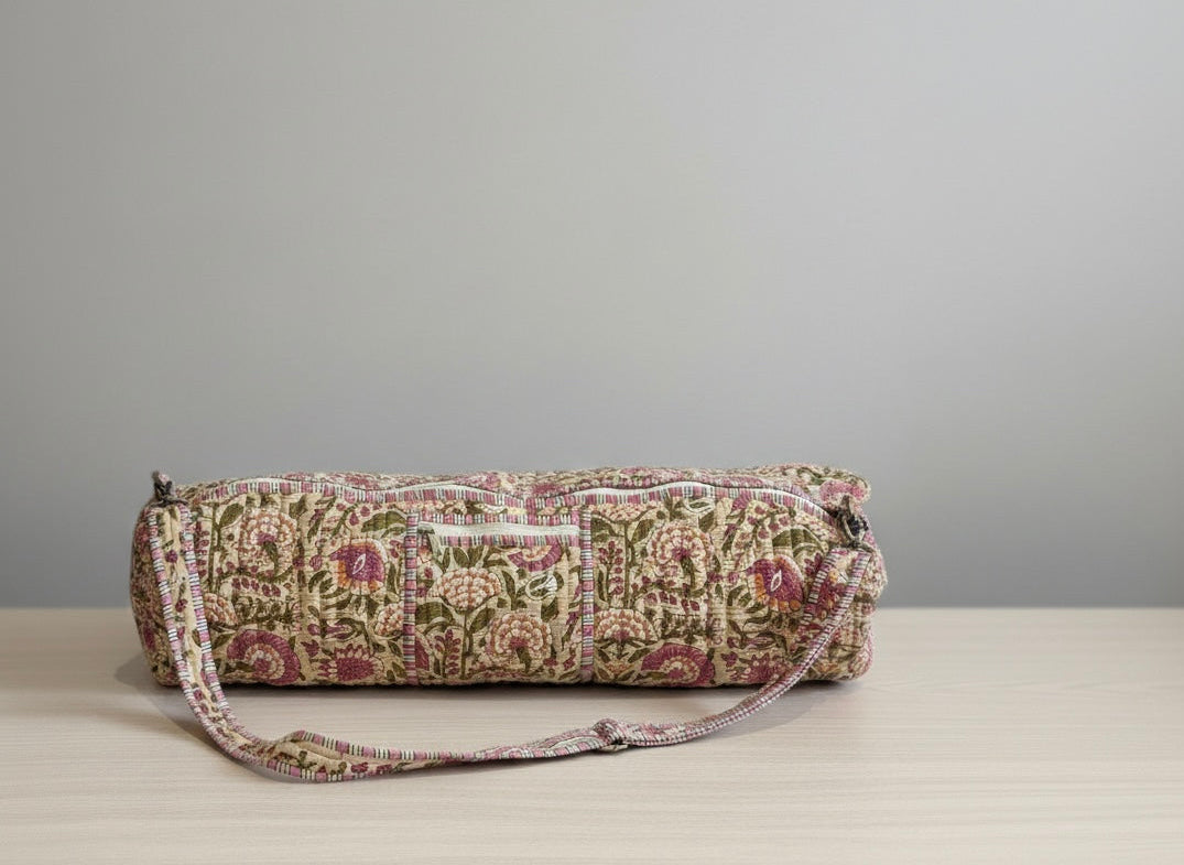 Boho Floral Quilted Yoga Mat Bag