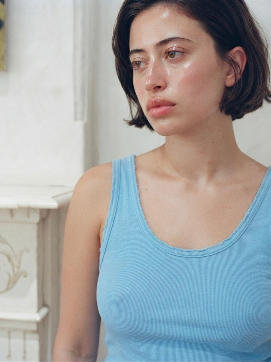 Scoop Neck Tank- Sky Blue