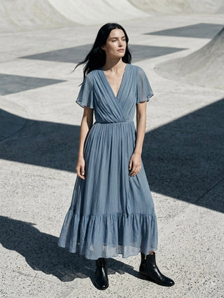 The Azure Silk-Blend Maxi Dress