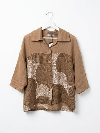 Swirl Italian Linen Shirt - Tan