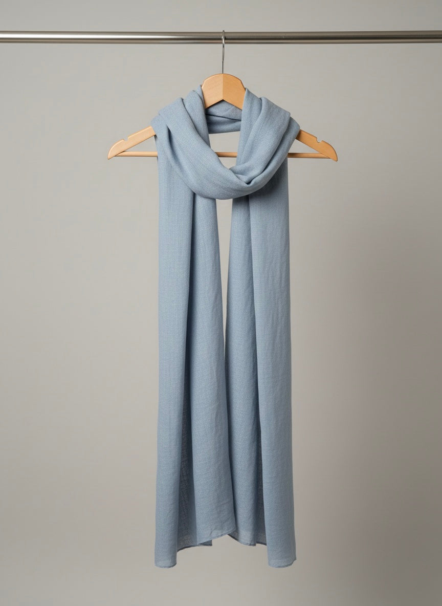 The Serene Azure Linen Scarf- Powder Blue