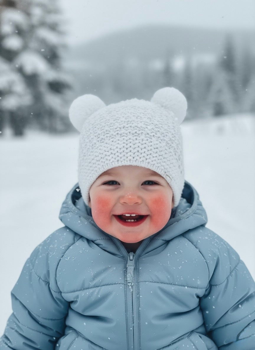 Millymook "Kylie" Baby Pom Pom Beanie (White)