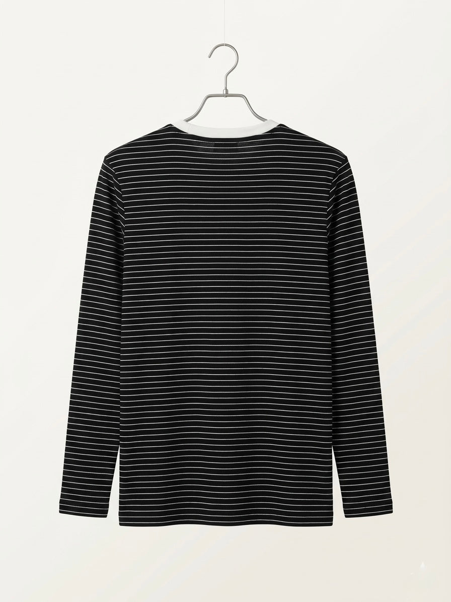 Striped Illusion Long Sleeve Tee-  Black