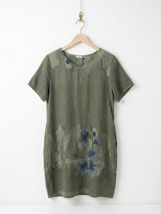Isabella Italian Linen Art-Print Tunic- Sage Green