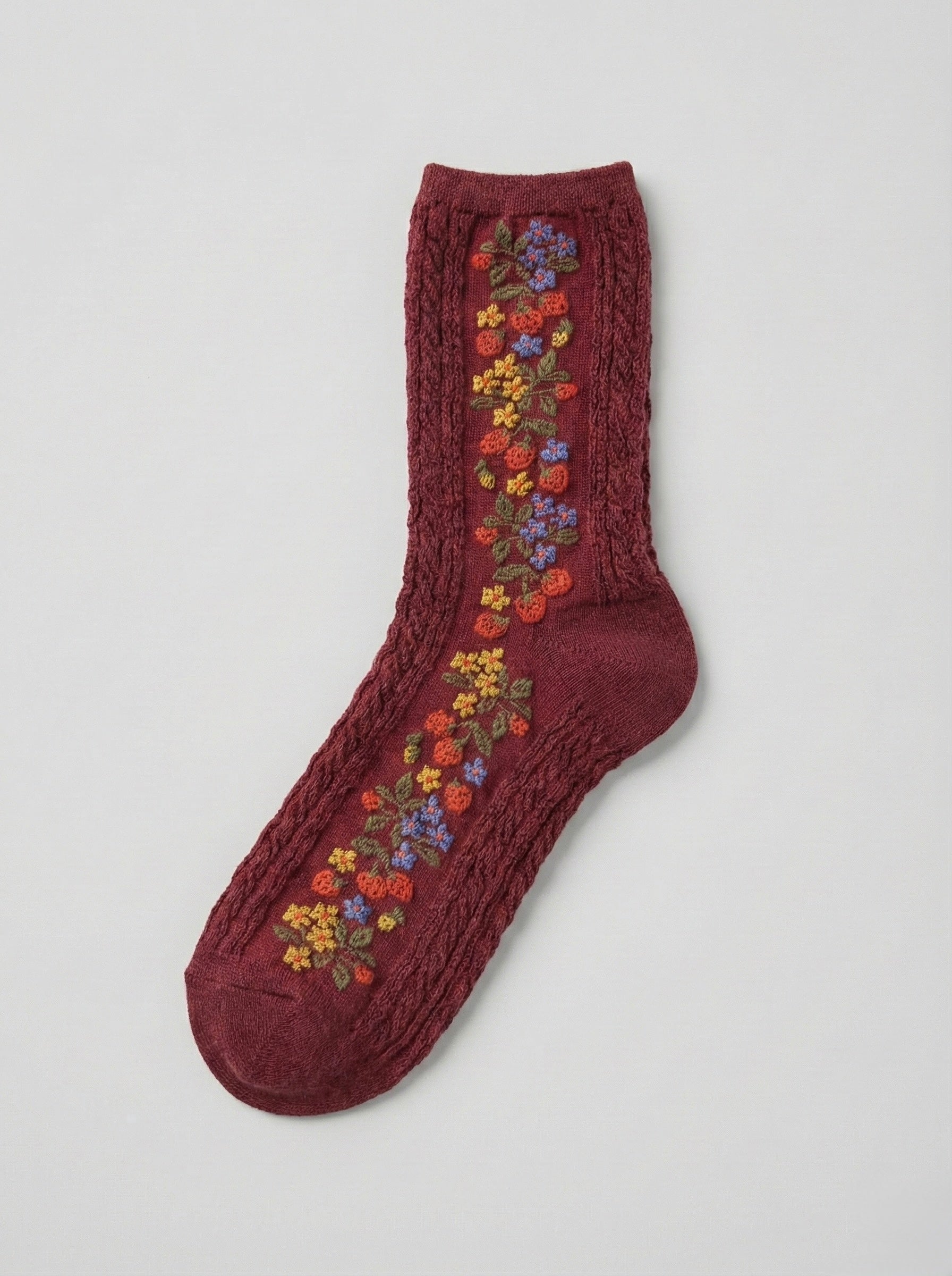 Wild Strawberry Burgundy Knit Socks