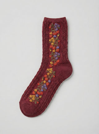 Wild Strawberry Burgundy Knit Socks