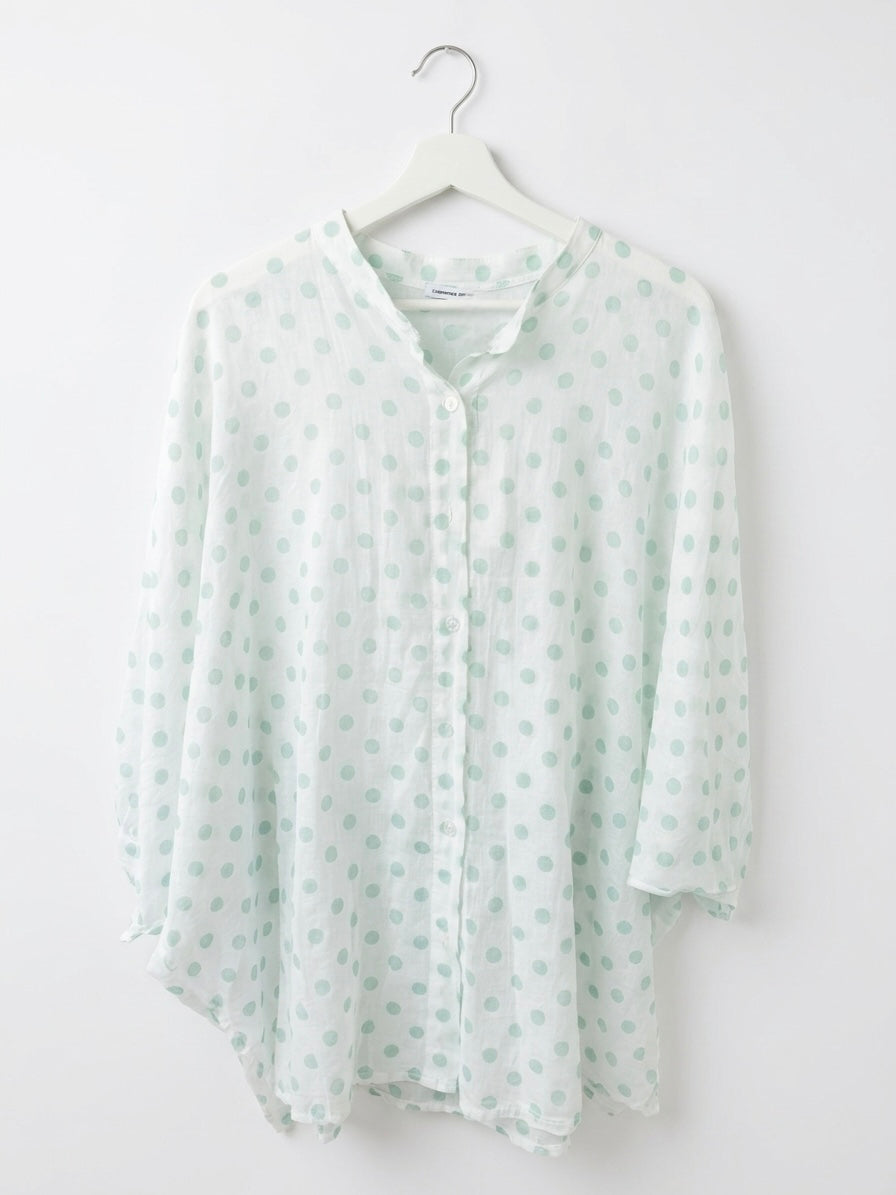 The Celeste Polka Dot Over shirt- Green