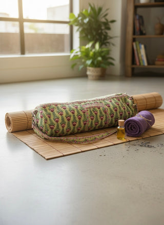 Artisan Block-Print Quilted Yoga Mat Bag