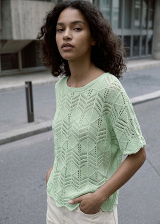 The Capri Chevron Knit Top- Pistachio Sorbet