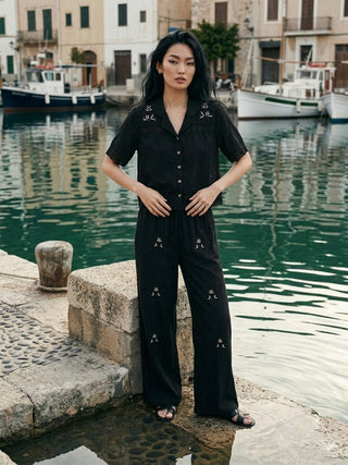 The Midnight White Floral Embroidery Co-ord Set