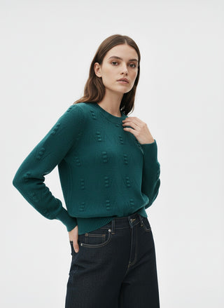 The Teal Textured Bobble-Knit Pullover