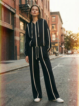 The Milano Contrast-Stripe Sweatshirt - Black