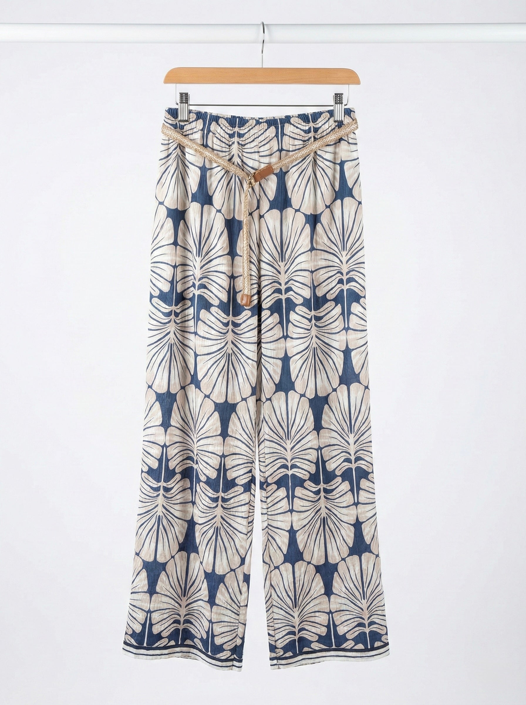 The Riviera Palm Wide-Leg Pant- Navy