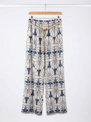 The Riviera Palm Wide-Leg Pant- Navy