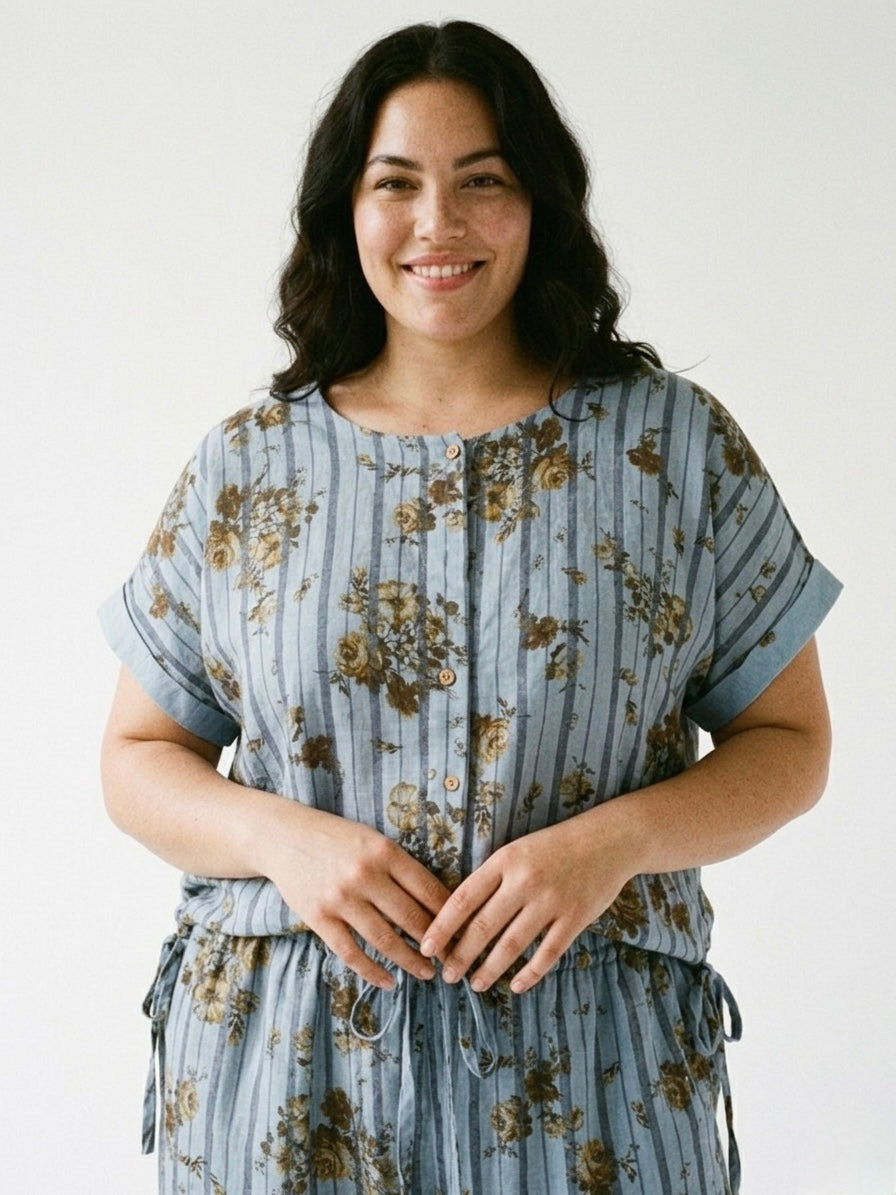 L’ESTATE PRINTED TOP WITH TIES