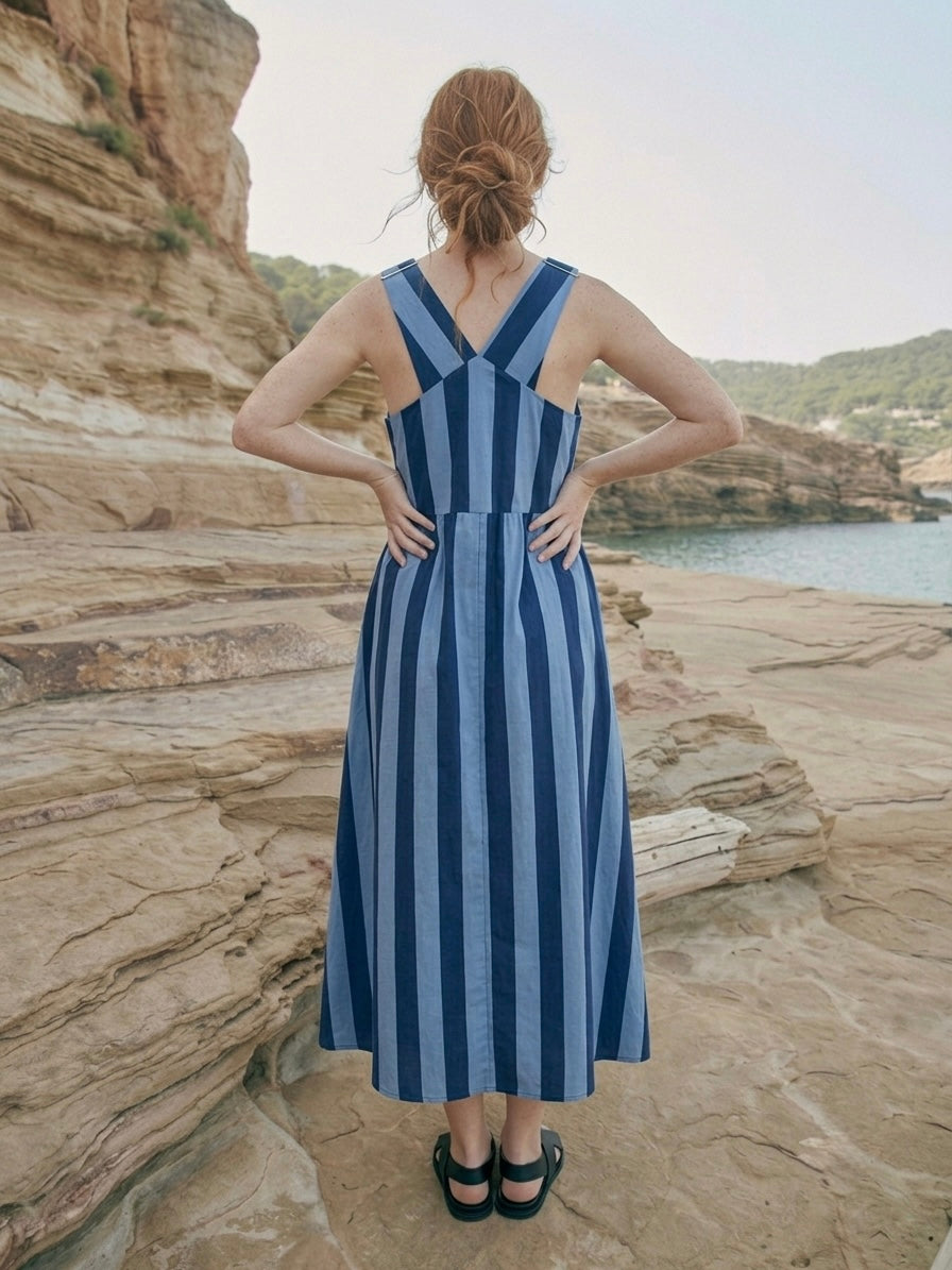 The Marina Stripe Pinafore Dress