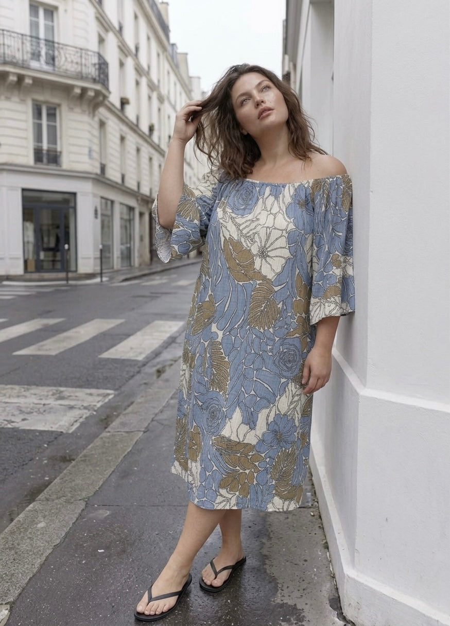 Elowen Floral Off-the-Shoulder Midi Dress