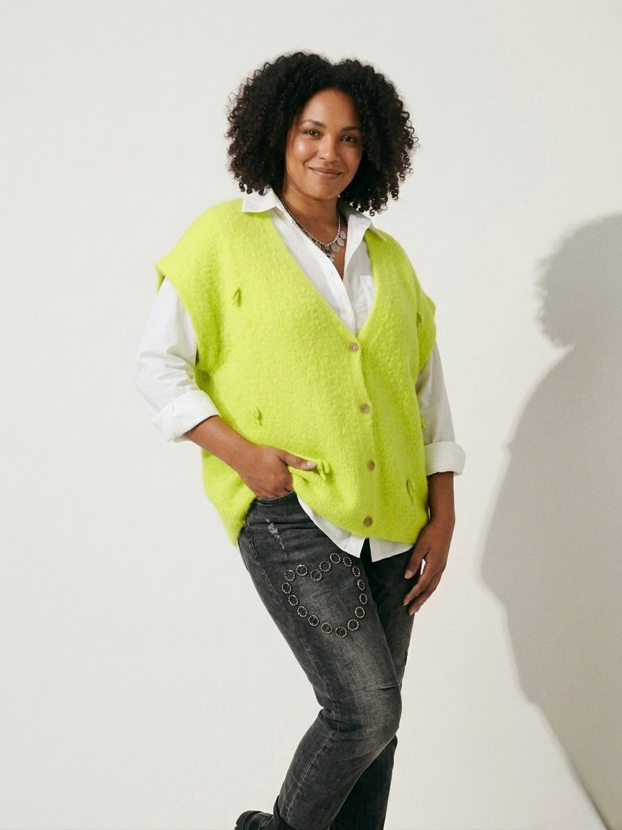 Neon Citron Oversized Knit Vest
