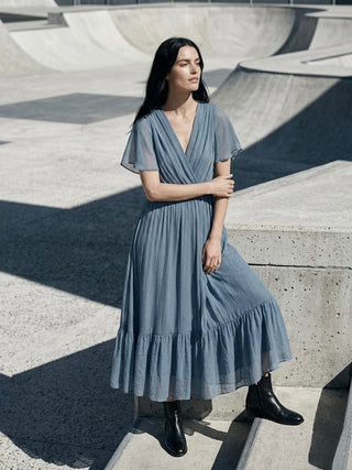 The Azure Silk-Blend Maxi Dress