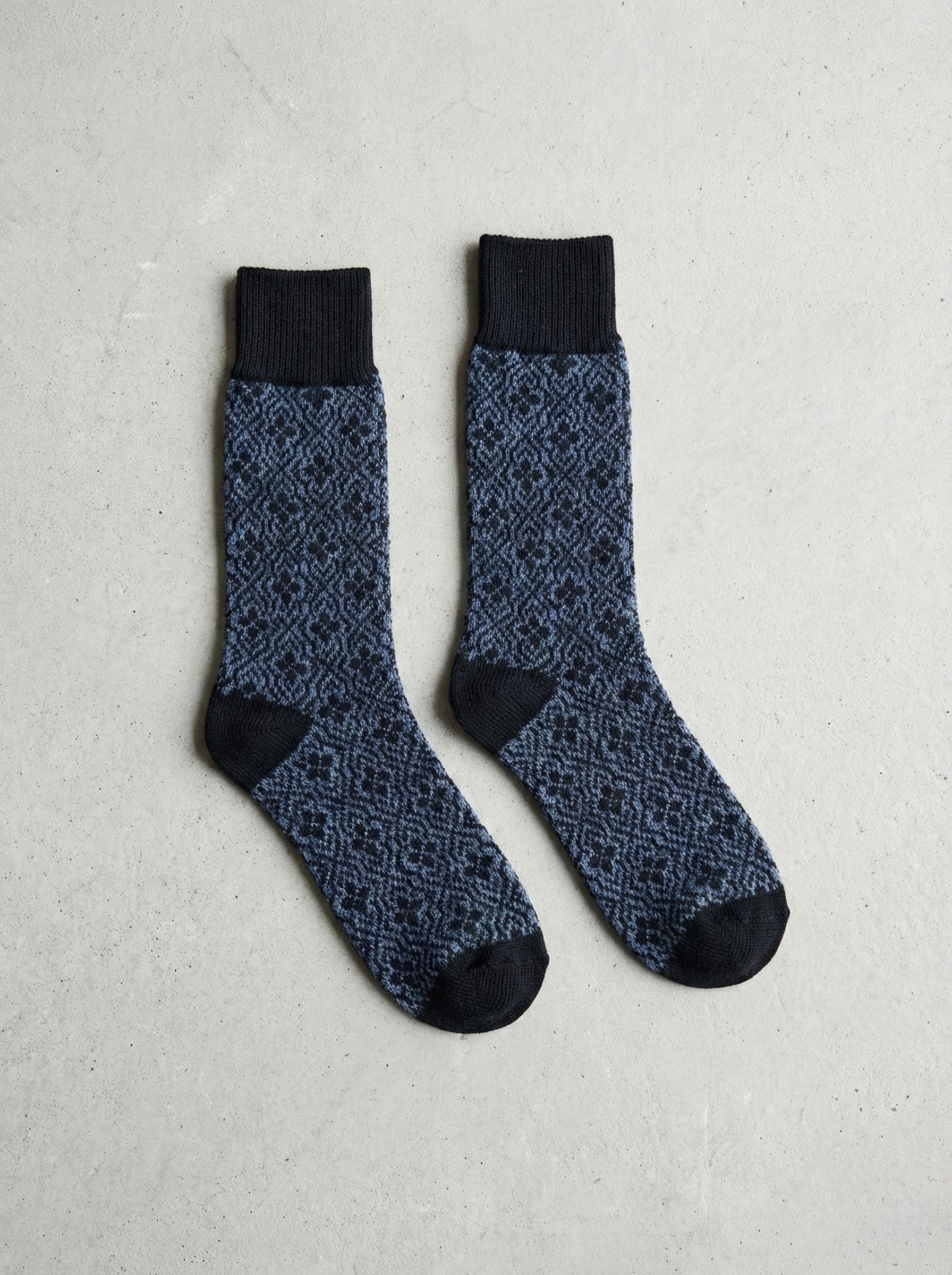 Nordic Wools Merino Blend Crew Sock - Midnight Pattern