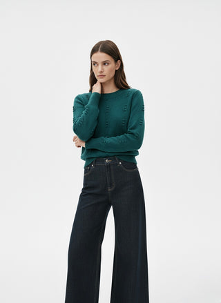 The Teal Textured Bobble-Knit Pullover