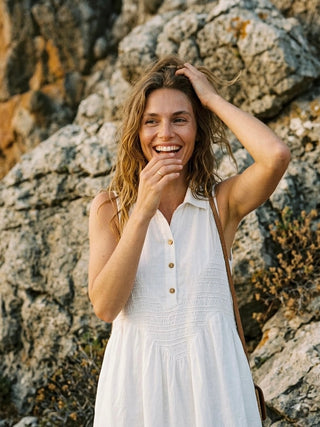 Positano Smocked Linen Midi