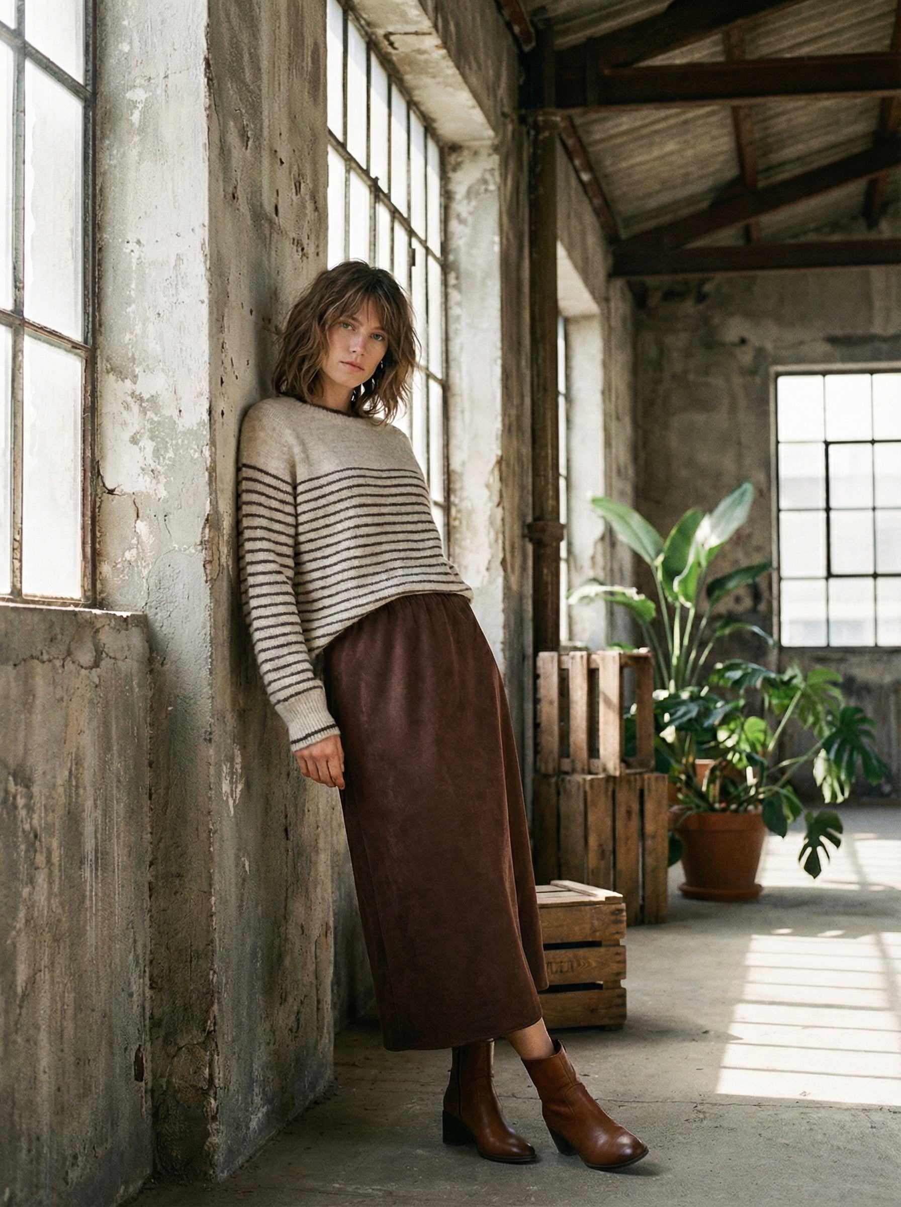 The Cozy Stripe Raglan Sweater & Scarf Set