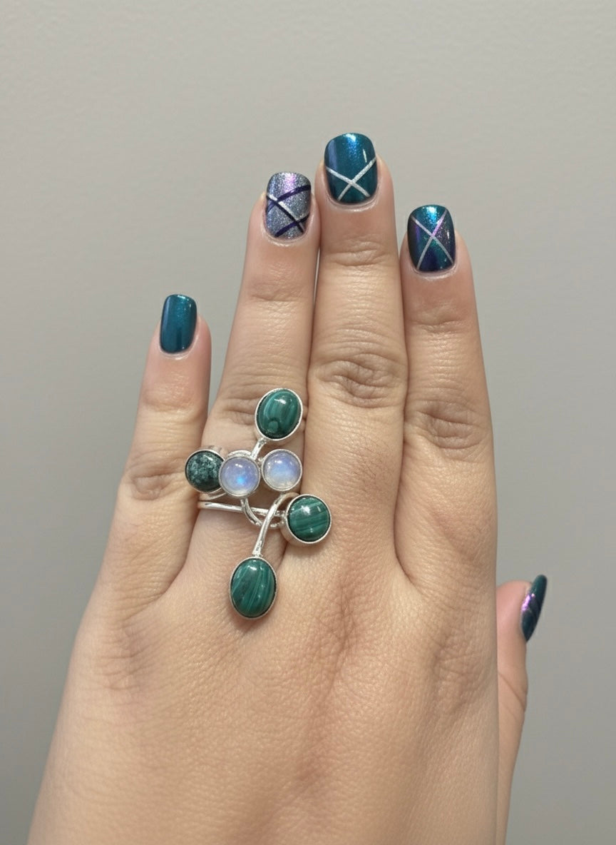 Celestial Malachite Vine Ring