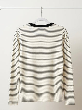 Striped Illusion Long Sleeve Tee- White