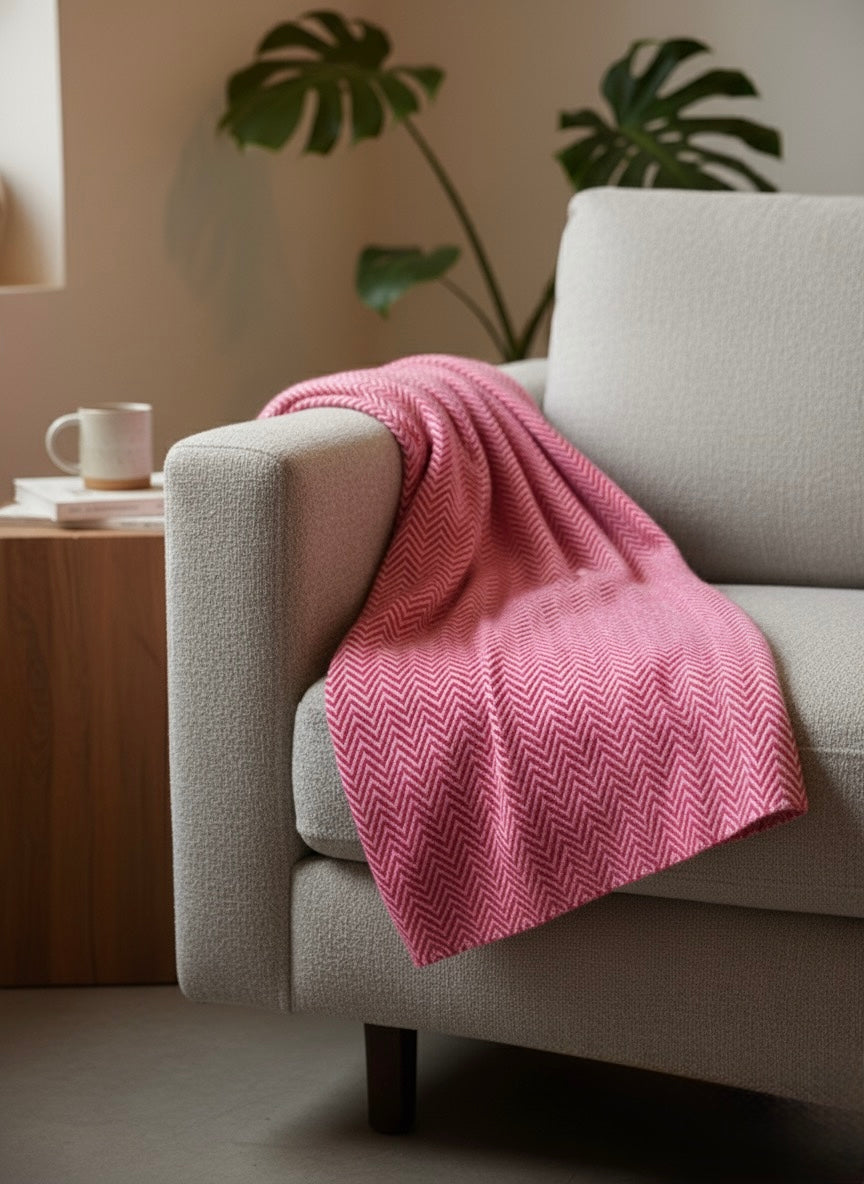 The Luxe Chevron Cashmere Blend Throw