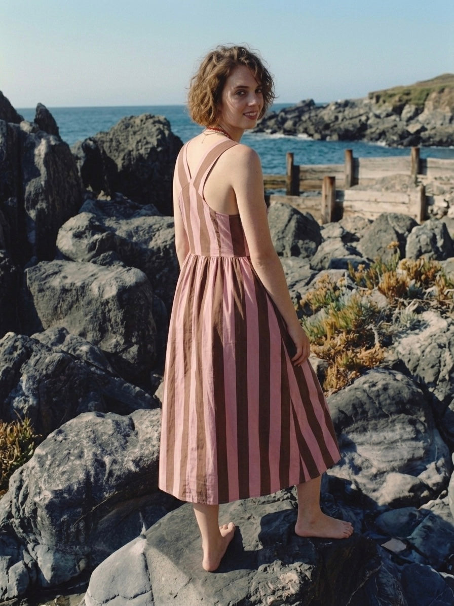 The Marina Striped Pinafore Dress