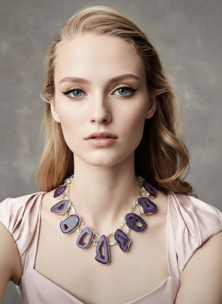 The  Amethyst Earth Geode Statement Collar