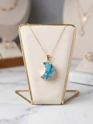 Azure Dreams Druzy Moon Pendant