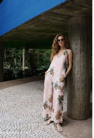 ROSA PALM LINEN JUMPSUIT