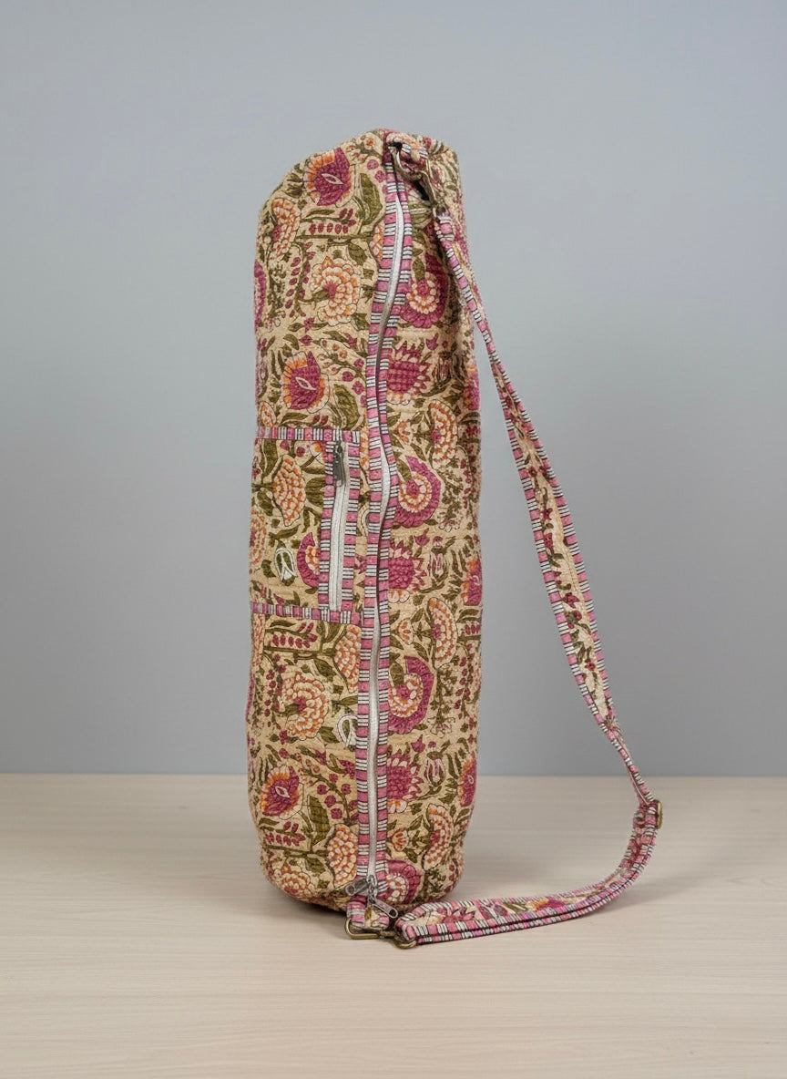 Boho Floral Quilted Yoga Mat Bag