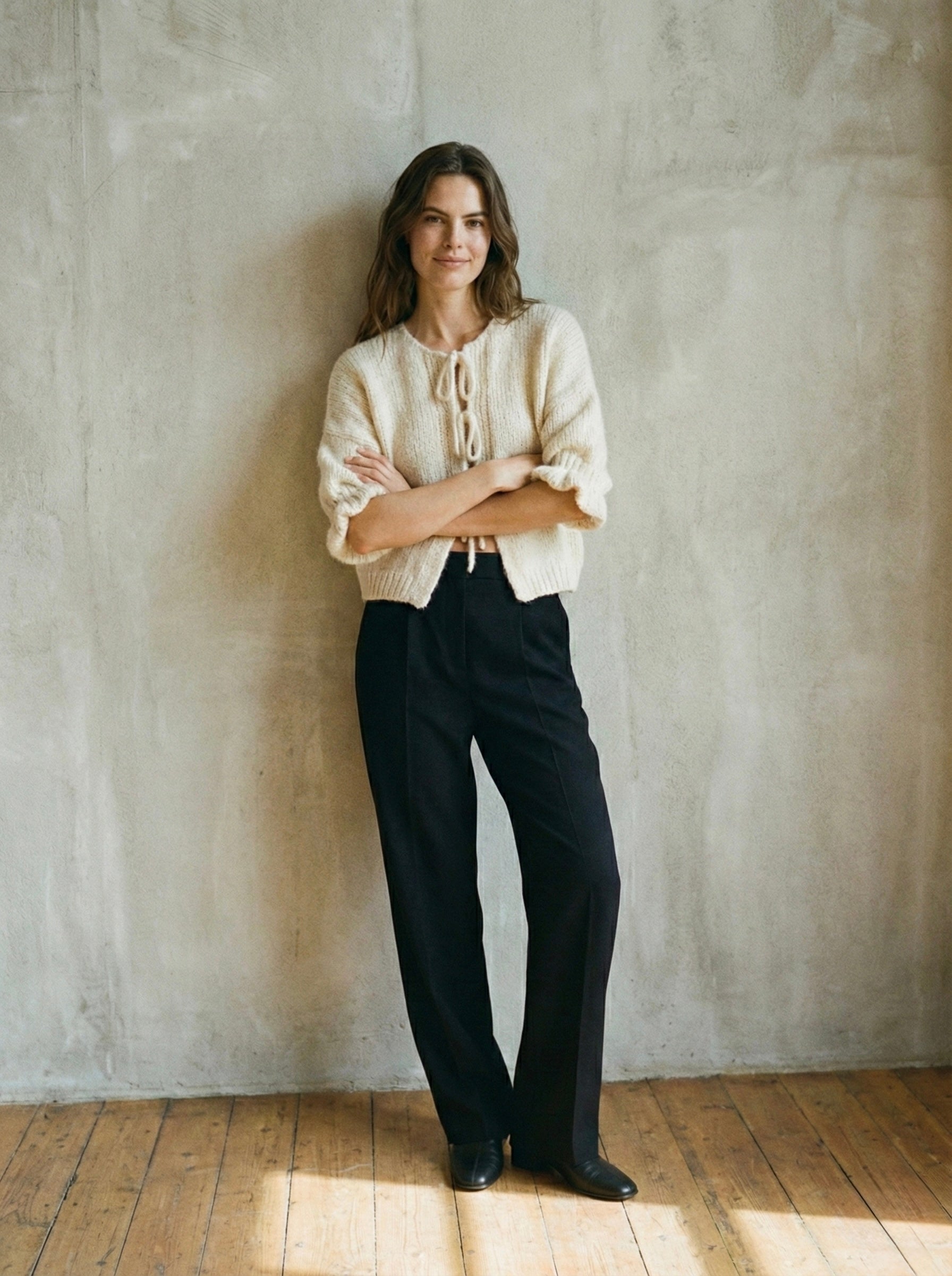 The Coquette Tie-Front Cardigan- Cream