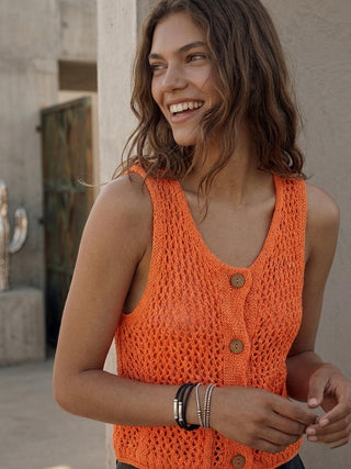 Apricot Crochet Knit Vest