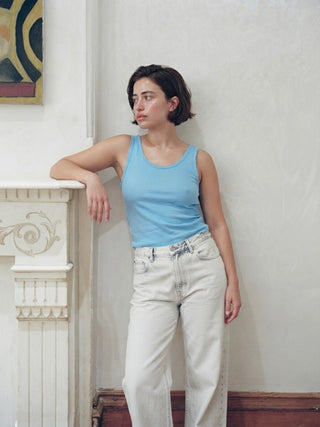 Scoop Neck Tank- Sky Blue