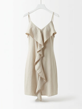 Shimmer Ruffle Mini Dress- Pearl Sand