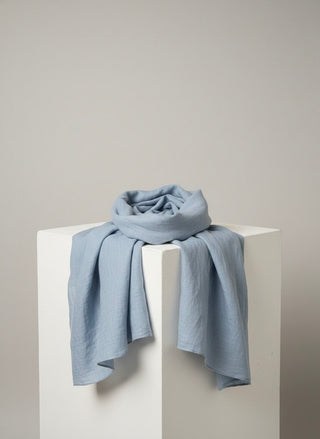 The Serene Azure Linen Scarf- Powder Blue
