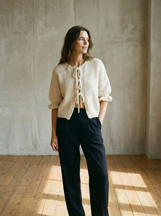 The Coquette Tie-Front Cardigan- Cream