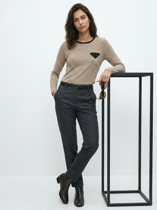 The Origami Pocket Long-Sleeve Tee- Cream
