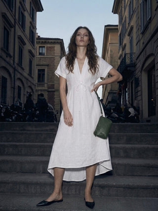 The Portofino Drawstring Midi- Antique White